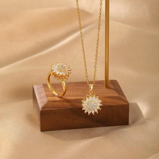 COLLAR Y ANILLO GIRATORIO GIRASOLES
